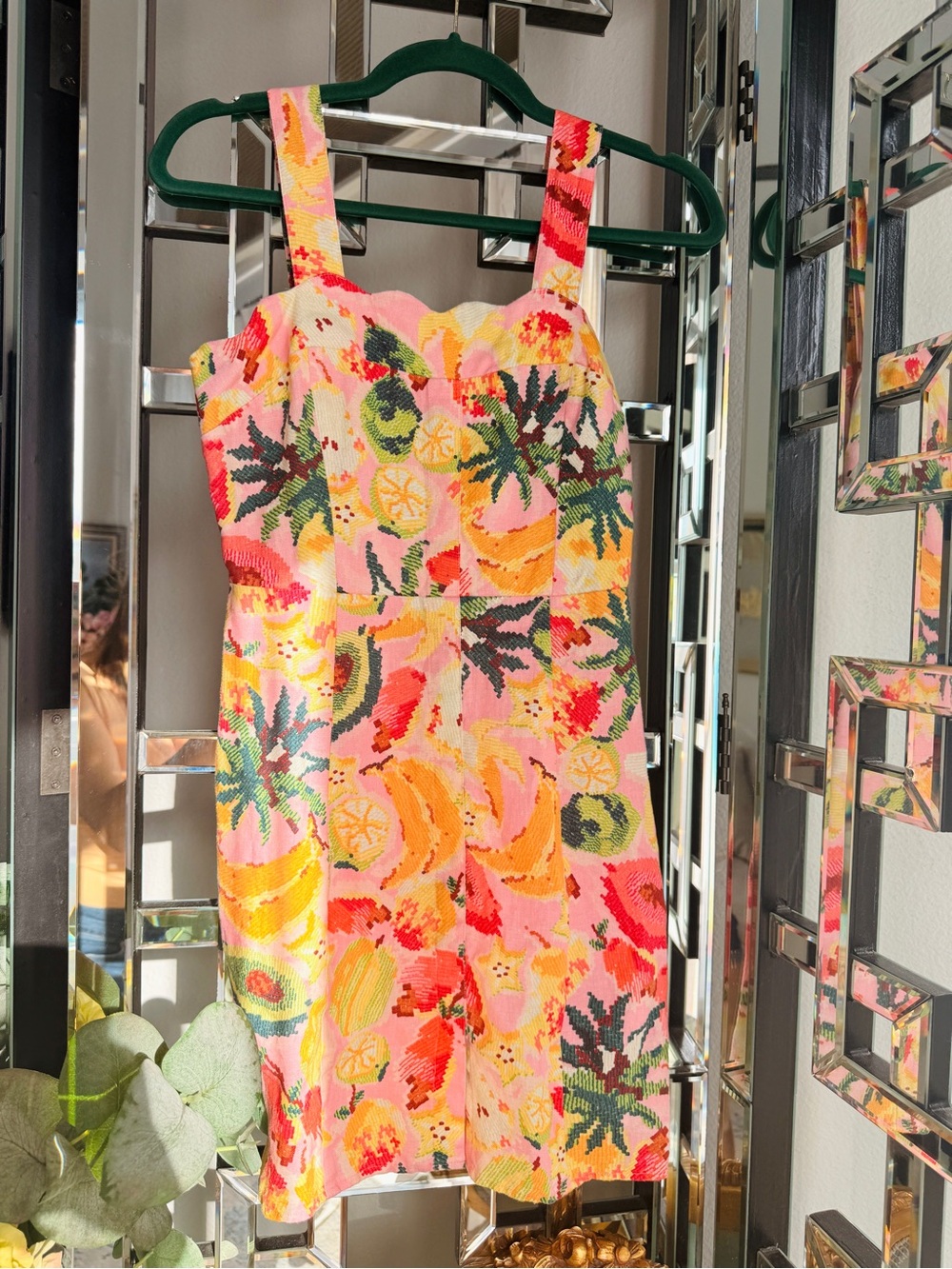 FARM Rio 🌺🍍 Tropical Fruit Floral Mini Dress XS Pink Orange Green